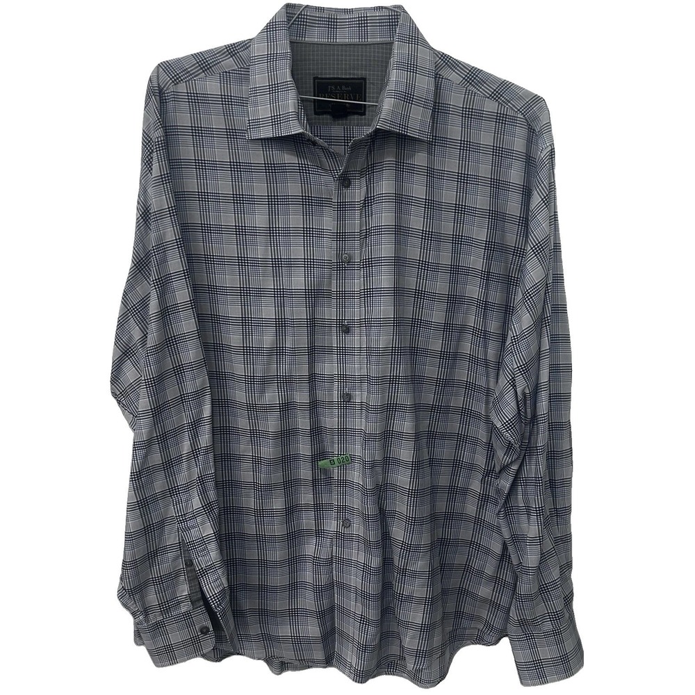 Jos A Bank Shirt Mens XL Reserve Cotton/Silk Button Up Blue Plaid Long Sleeve